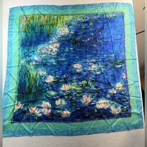 Petrusse Nympheas Silk Scarf, 40""x40"